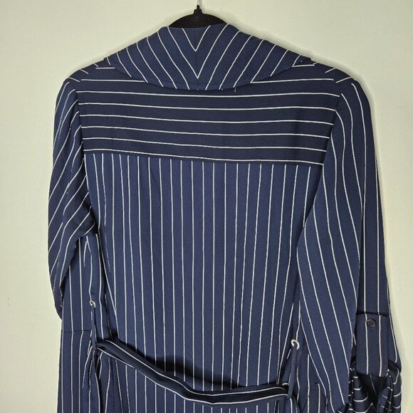 Aritzia Babaton New Kahlo Robe Sz XS Jacket Duster Pinstripe Navy Blue Corporate - Picture 13 of 15